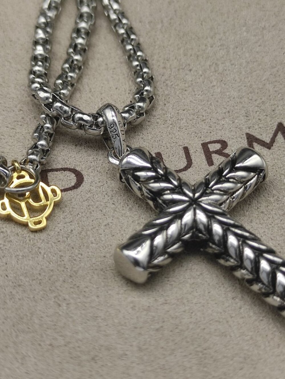 David Yurman Chevron Cross Black Diamond Necklace - Picture 9 of 9